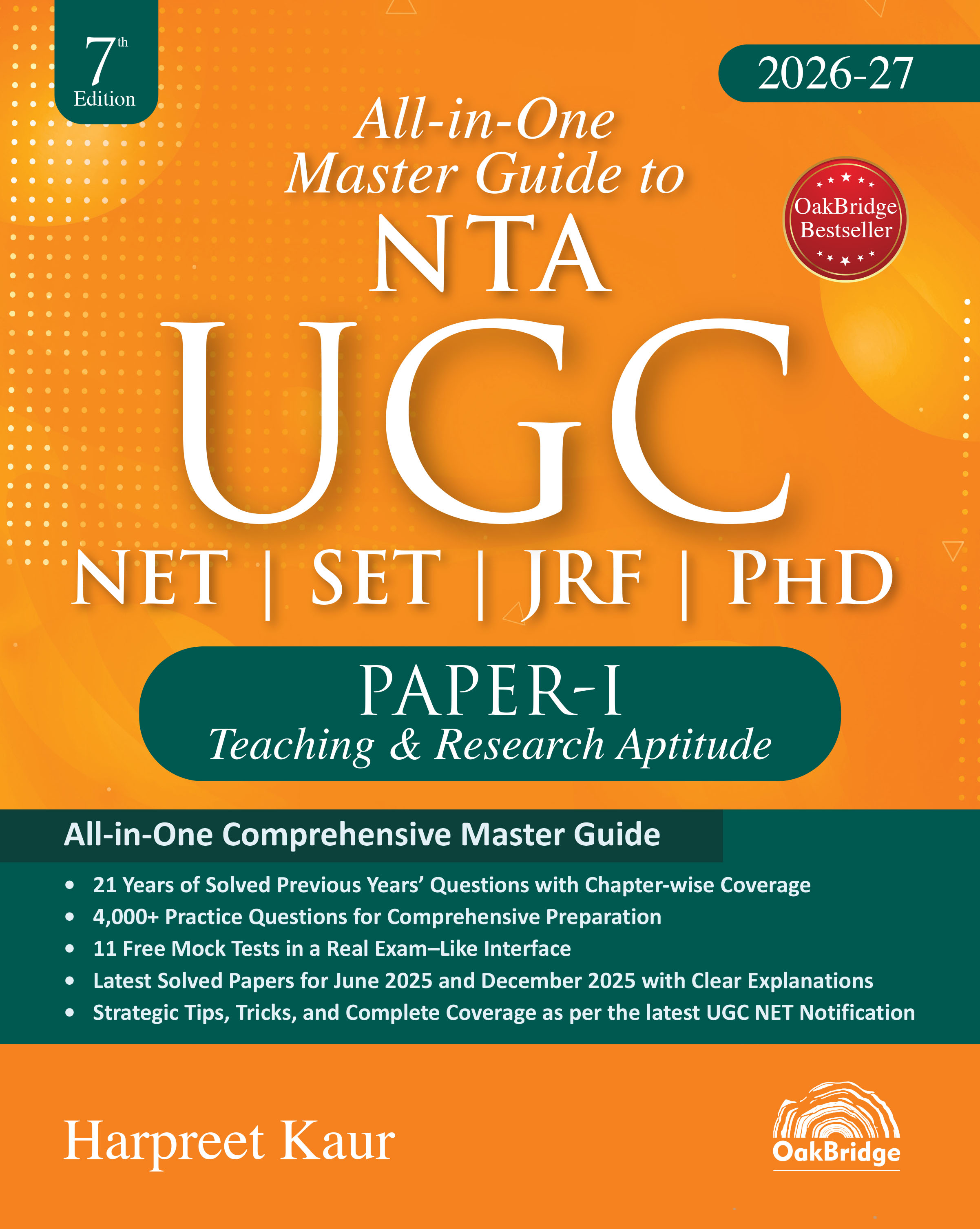 Master Guide to NTA UGC NET | SET | JRF | PhD Paper 1 (Teaching and Research Aptitude),7/e — book cover, by Harpreet Kaur